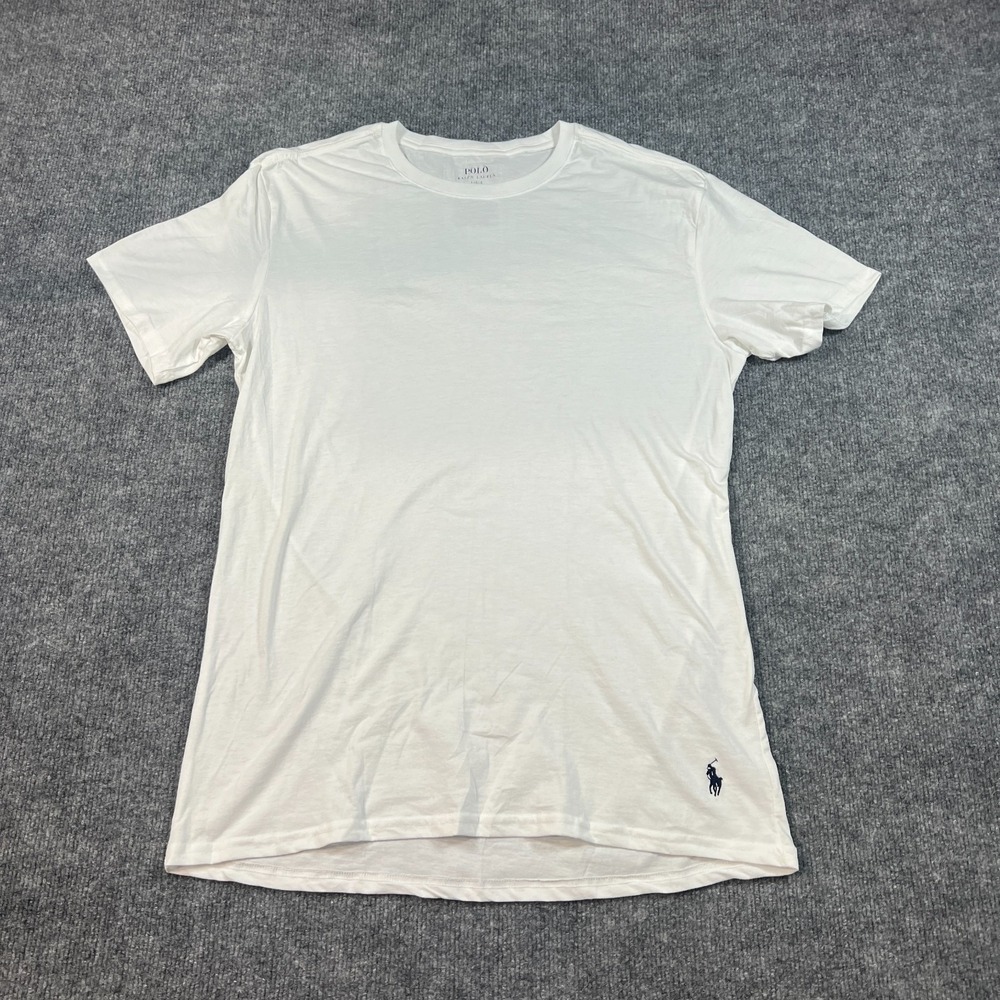Polo Ralph Lauren T Shirt Mens Large White Cotton Stretch Slim Embroidered Pony